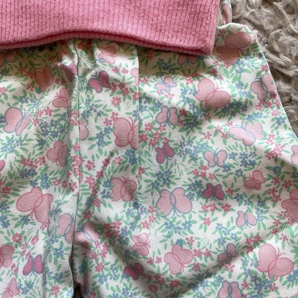 Vintage Kids Set Shirt And Pants Cat Butterflies Sz 9 Months